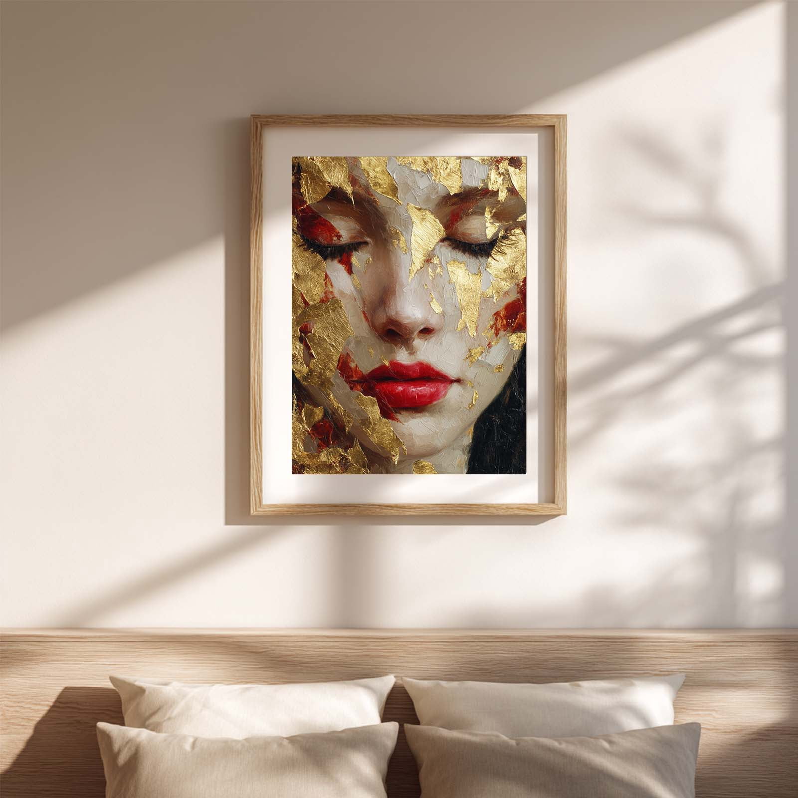 Abstract Female Portrait Red Lips Canvas Painting Wall Art Pictures for ...