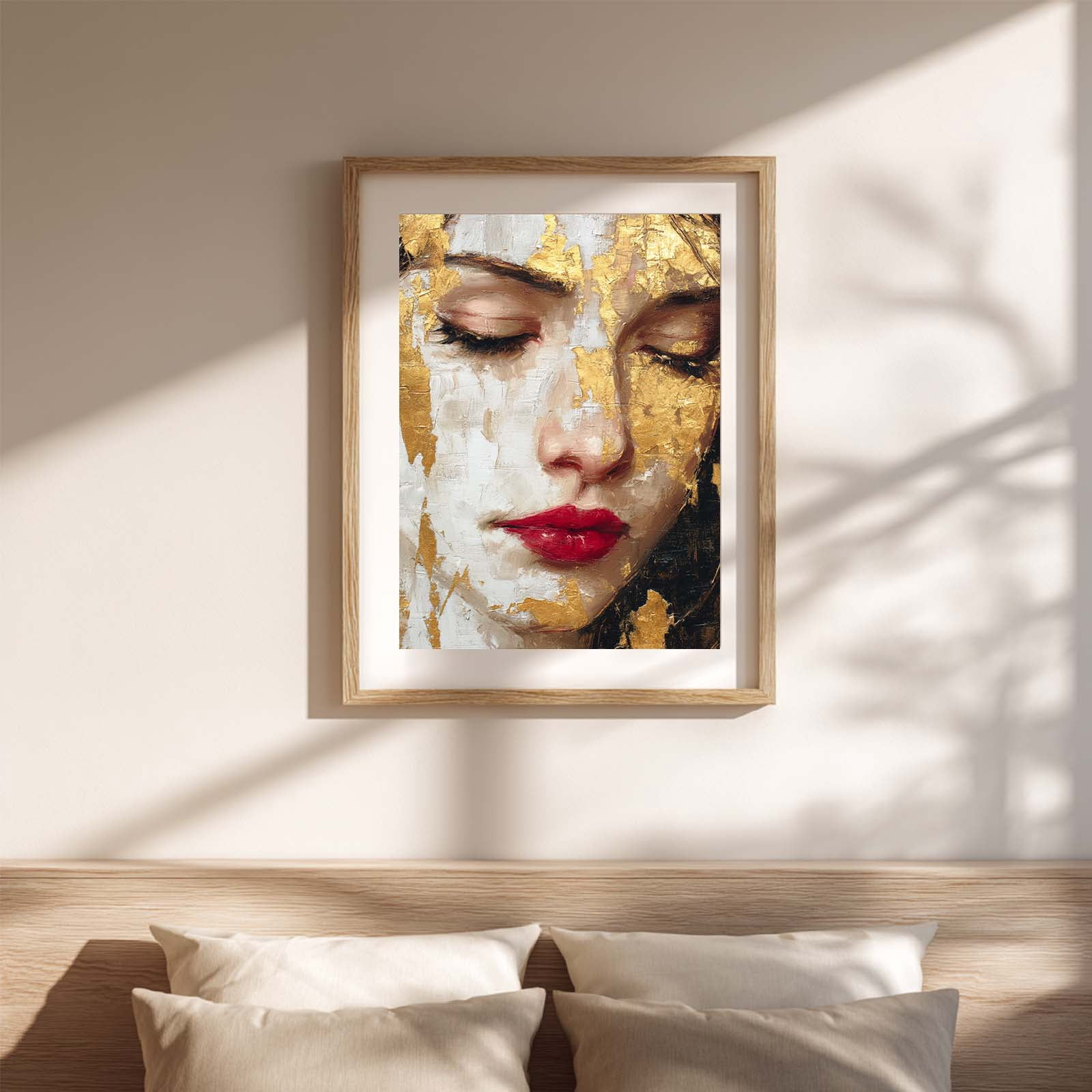 Abstract Female Portrait Red Lips Canvas Painting Wall Art Pictures for ...
