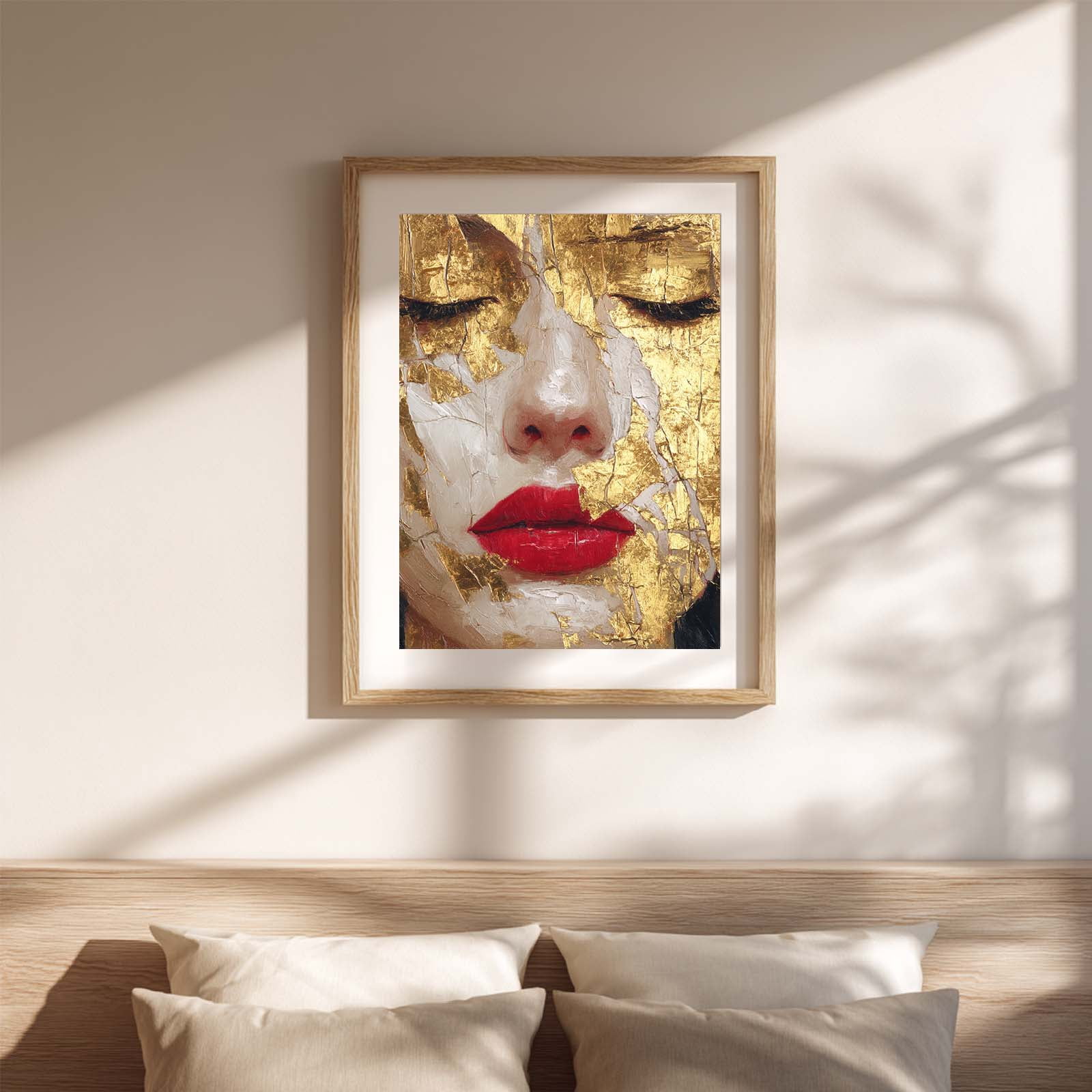 Abstract Female Portrait Red Lips Canvas Painting Wall Art Pictures for ...