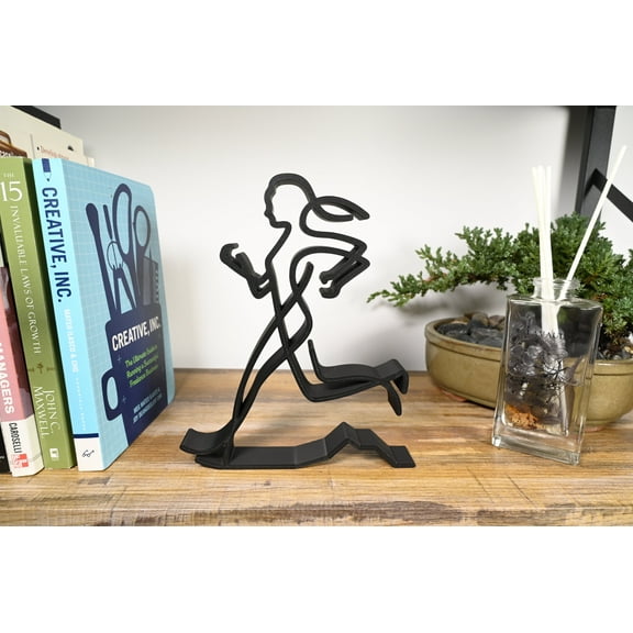 Abstract Female Runner Sculpture, Minimalist Line Art Athlete Running Décor