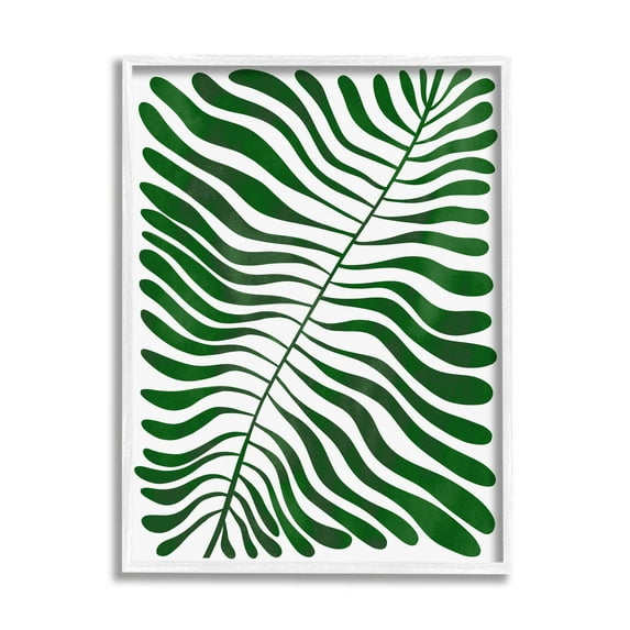 Abstract Fern Botanical Leaf Botanical & Floral Graphic Art White Framed Art Print Wall Art