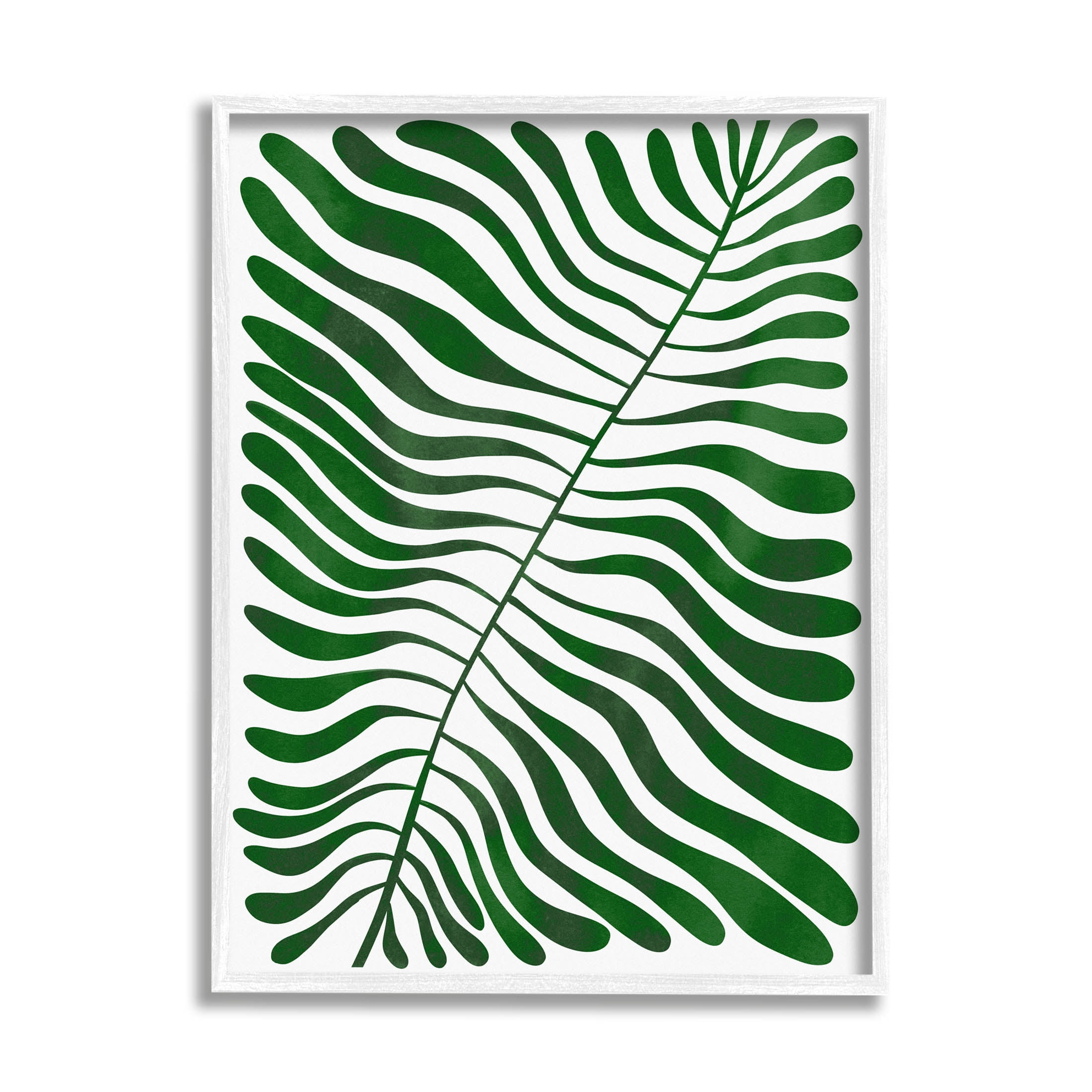 Abstract Fern Botanical Leaf Botanical & Floral Graphic Art White Framed Art Print Wall Art