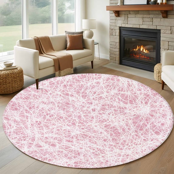 Abstract Fiber Line 6FT Round Area Rugs for Living Room Spring Vibrant ...