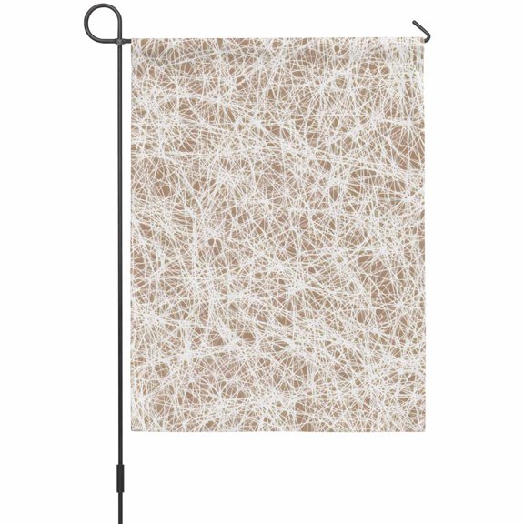 Abstract Fiber Line House Flag 28 x 40 Inches, Spring Vibrant Brown White Art Cobweb Weather Proof Outdoor Patio Flags Double Sided Small House Decoration for Yard Lawn Outside Home