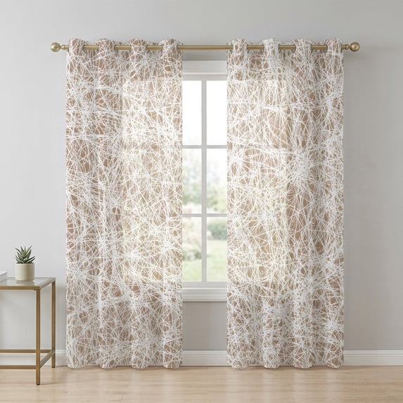 Abstract Fiber Line Sheer Curtains 63 Inch Long 2 Panels, Spring ...