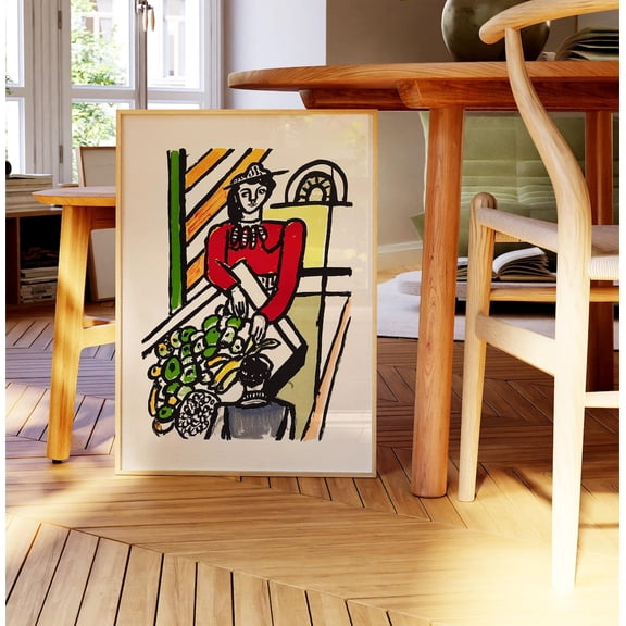 Abstract Figurative Modern Expressionist Illustration Colorful Framed Art, Unframed Canvas
