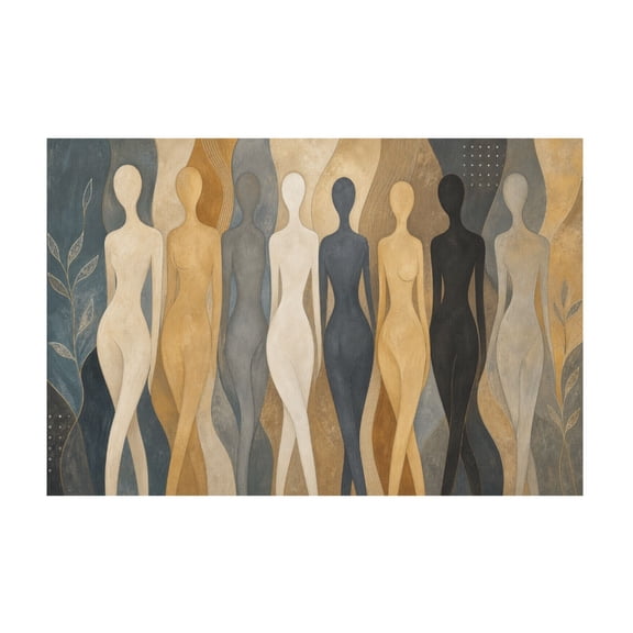 Abstract Figurative Neutral Human Silhouette Canvas Print Brown Beige Textured Body Forms Modern Decor For Living Room 20x30 in