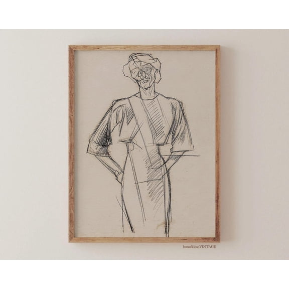 Abstract Figure Drawing, Modern Art Print Poster, Geometric Portrait, Wall Decor Poster for Home, Sketch Poster, Minimalist Art, Unframed Poster Size 8x12 F03.1.18l1900