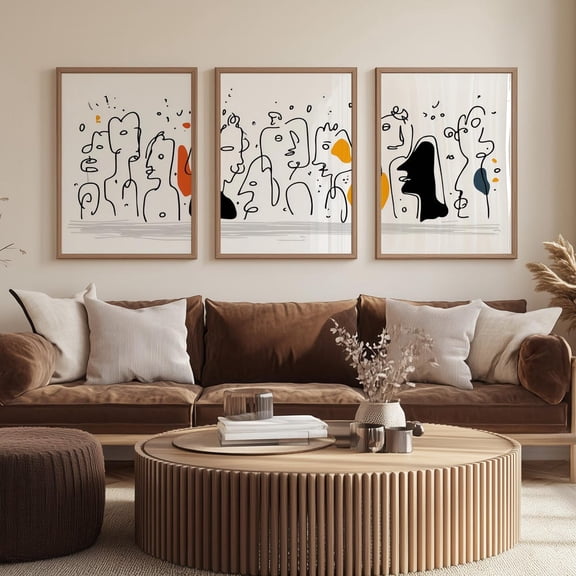 Abstract Figure Sketch Art Print, Neutral Set 3 Unframed Paper Print 20x30