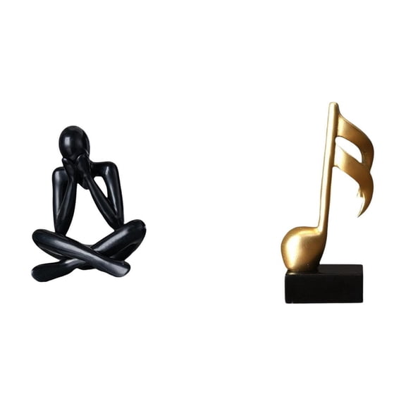 Abstract Figure Statue Music Note Desktop Ornament Durable Resin for Bookshelf Desk Living Room Decor