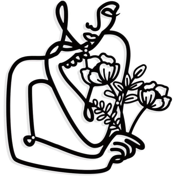 Abstract Figure Wall Art Decor Metal Gunmetal Color Wall Hanging Decor Silhouette Wall Art for Home Garden Hotel Office Wall Festival Decoration Gift 11.22×11.8 Inch Gray