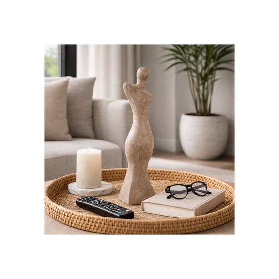 Abstract Figurine Sculpture for Home, Living Room, Bathroom, or Office - Artistic Terracotta Ornament Accent for Shelf, Coffee Table, or Room Decor - Decorative Objects for Room Styling - 14", Brown