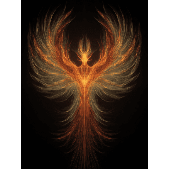 Abstract Fire Phoenix Canvas Print, Mythical Wall Art for Living Room Bedroom Office Dining Room Hallway Inspirational Home Decor