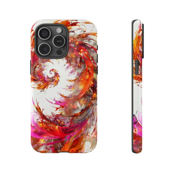Abstract Fire Phoenix Fractal Mythical Bird Case 17 through 11 Pro Max