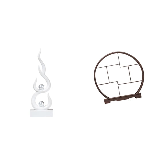 Abstract Fire Sculpture Artistic Statue Wood Display Stand Resin Material Home Office Decor Ornament