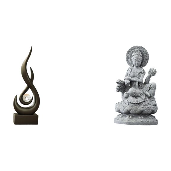 Abstract Fire Sculpture Guan Yin Statue Artistic Resin Ornament Decorative Centerpiece for Home Office Table