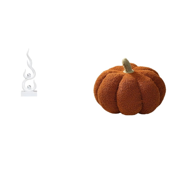 Abstract Fire Sculpture Pumpkin Pillow Plush Cushion Decorative Resin Material for Living Room Office Bedroom