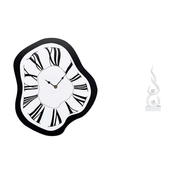 Abstract Fire Sculpture Wall Clock Distorted Electronic Clock Acrylic Resin Material Bedroom Display Art Ornament