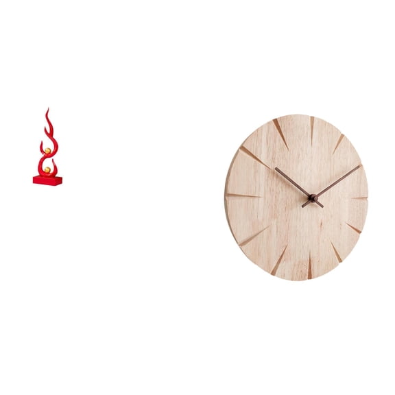 Abstract Fire Sculpture Wall Clock Wooden Ornament Resin Material Decorative Accent for Office Living Room Bedroom