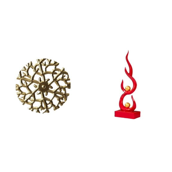 Abstract Fire Sculpture Wall Hanging Metal Decor Resin Flame Figurine Iron Material for Living Room Office Bedroom