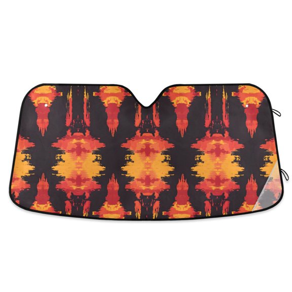Abstract Fire Shapes Car Windshield Sun Shade Foldable Car Front Window Visor Heat and UV Protection 53x23.5