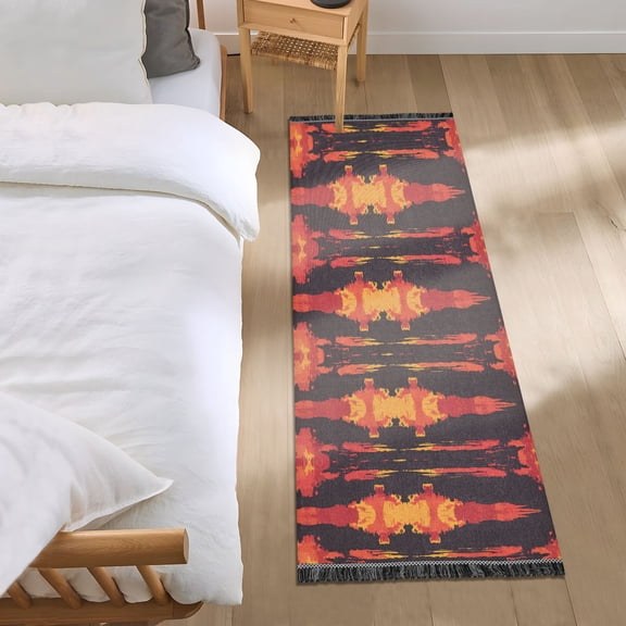 Abstract Fire Shapes Runner Area Rug 2x6 Soft Non-Slip Washable Bedside Carpet for Hallway Bedroom Living Room Home Decor