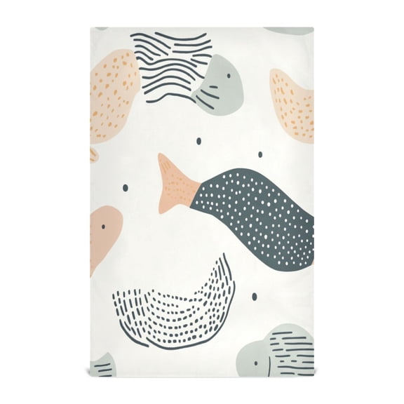 Abstract Fish Design Decorative Waffle Towel Kitchen Dishcloth 28x18in Multi-Use Tea Towel