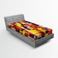 thumbnail image 1 of Ambesonne Geometric Fitted Sheet, Modern Painting, Twin XL Size, Orange Yellow and White, 1 of 2