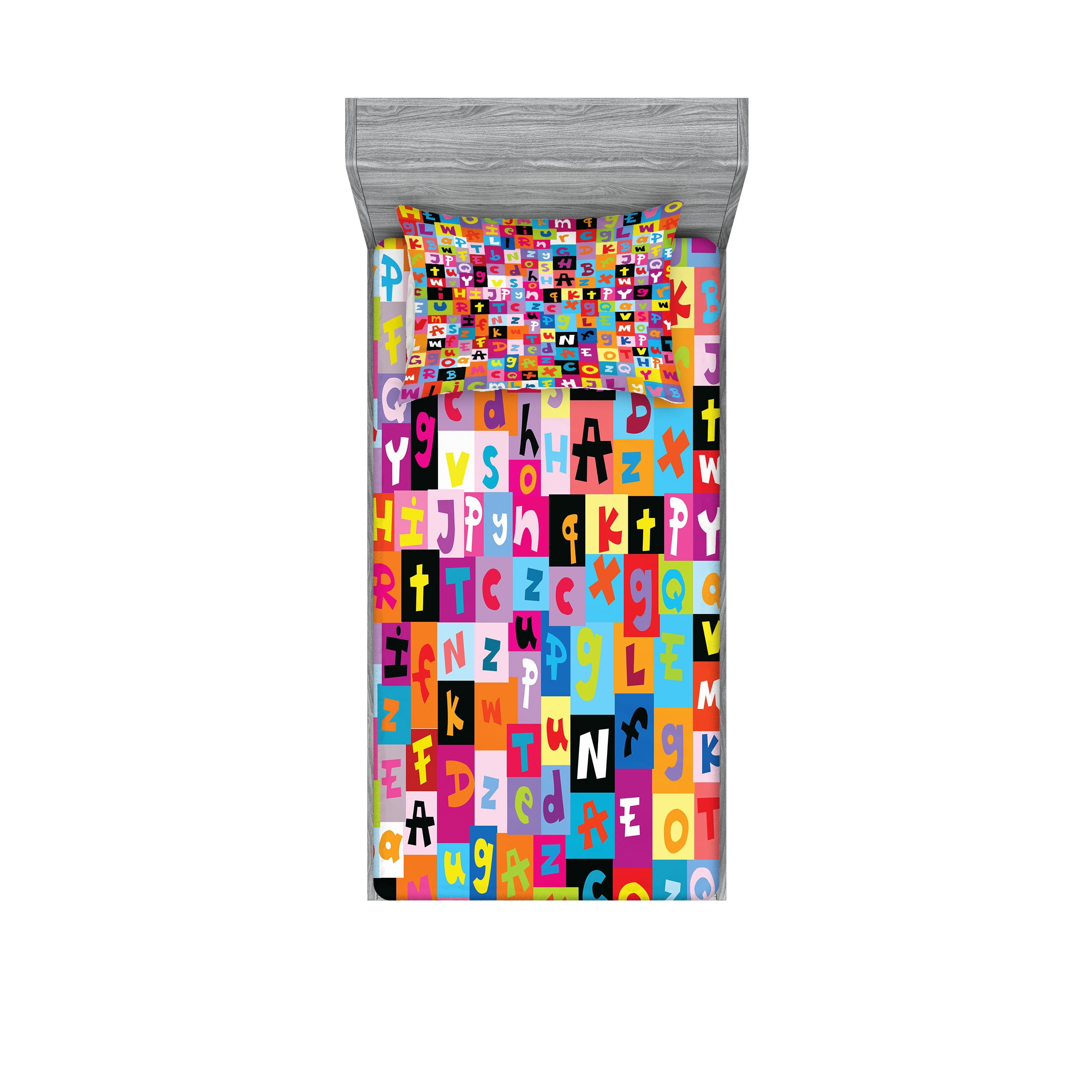abstract-fitted-sheet-pillow-sham-set-colored-alphabet-letters