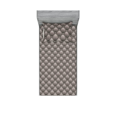 Abstract Fitted Sheet & Pillow Sham Set, Geometric Look Print Circular Motifs Design Royal Feels Rhombus Shapes Pattern, Decorative Printed 2 Piece Bedding Decor, Twin, Dimgray, by Ambesonne