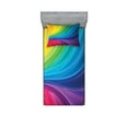 thumbnail image 1 of Abstract Fitted Sheet & Pillow Sham Set, Abstract Smooth Rainbow Inspired Curvy Lines Pattern Spiral Wavy Soft Spray Art, Decorative Printed 4 Piece Bedding Decor Set, Twin, Multicolor, by Ambesonne, 1 of 3