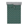thumbnail image 1 of Abstract Fitted Sheet & Pillow Sham Set, Swirly Wave Like Modern Boho Design in Bicolour Style Dotted Wavy Forms, Decorative Printed 3 Piece Bedding Decor, Full, Teal and Pale Brown, by Ambesonne, 1 of 2