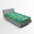thumbnail image 1 of Abstract Fitted Sheet, Seamless Tile Vector Pattern with Flowers Ornament Print, Soft Decorative Fabric Bedding, Twin Size, Jade Green Lime Green, by Ambesonne, 1 of 2