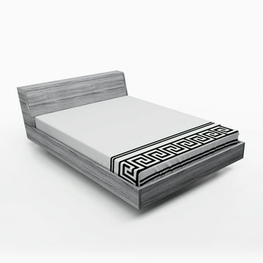 Ambesonne Abstract Fitted Sheet, Classic Motif Art, Full Size, Charcoal Grey White