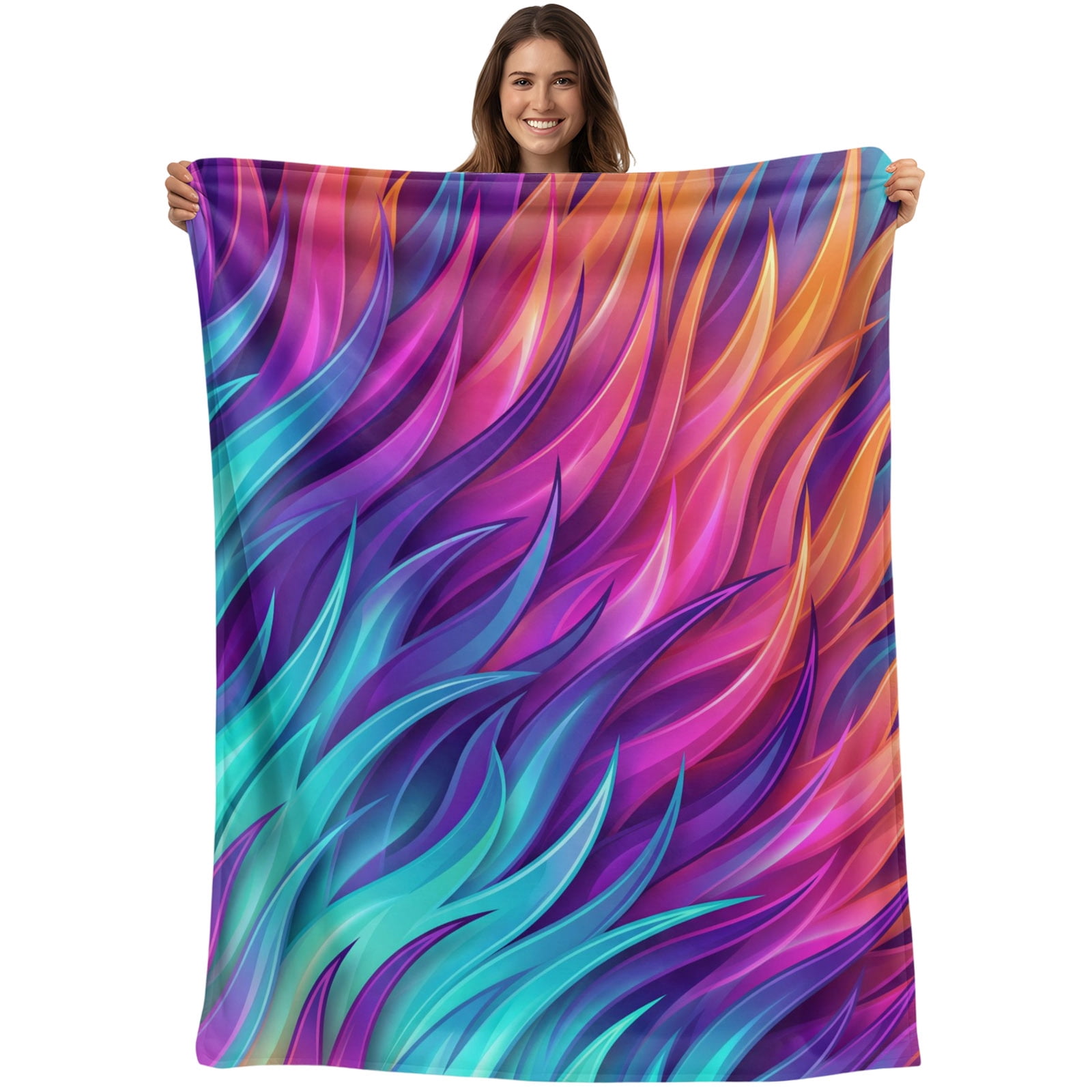 Abstract Flame Blanket Soft Cozy Warm Twin Blanket for Bed, Plush Fuzzy ...