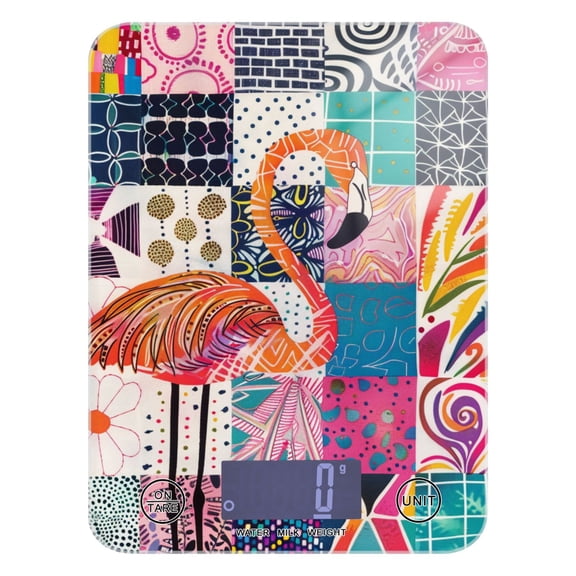 Abstract Flamingo Food Scale Digital Kitchen Scale Waterproof Grams Ounces lbs for Weight Loss