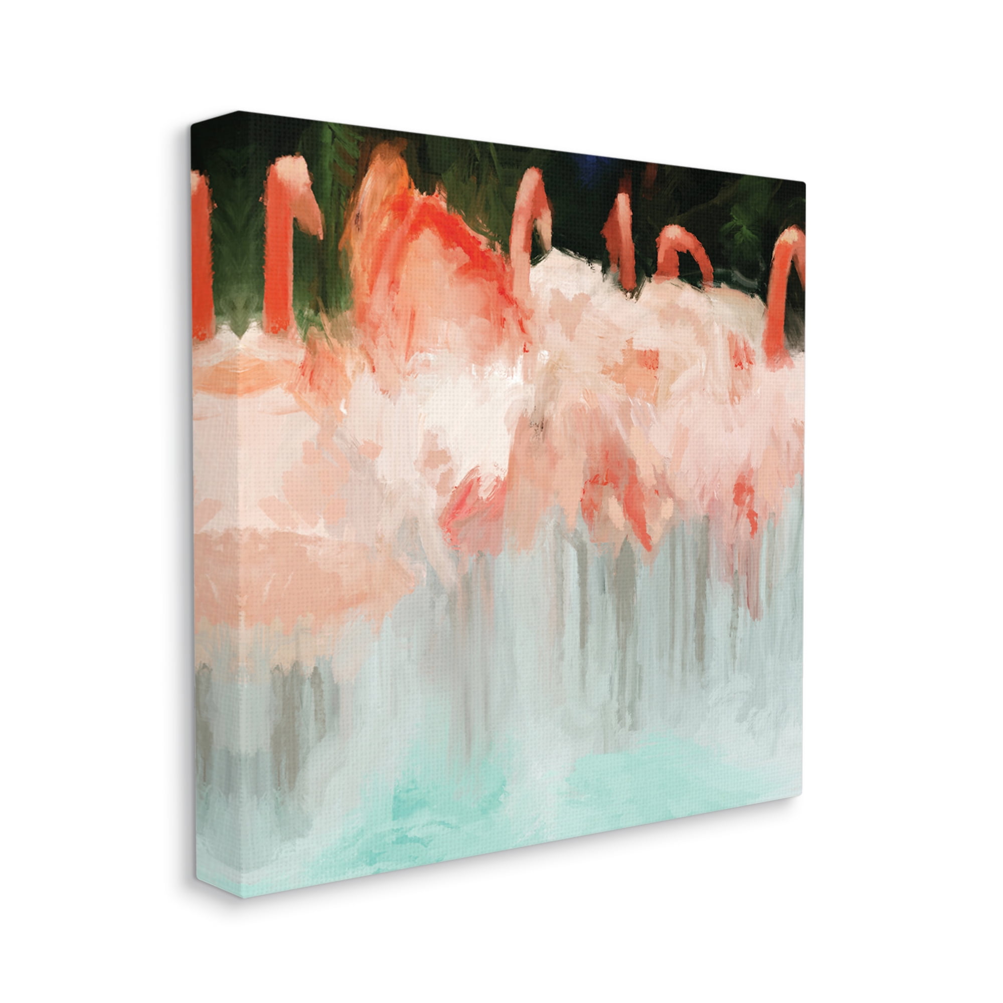 Abstract Pink Flamingo Group Canvas Art Print, 36 in x 36 in