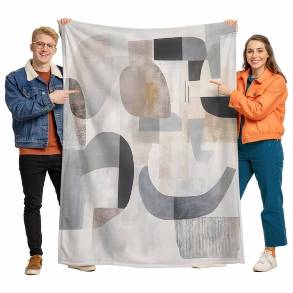 Abstract Flannel Blanket for Bed,Travel and Camping, Vintage Brown Black Geometric Modern Contemporary Super Soft Cozy Blanket for All Seasons 30"x40"