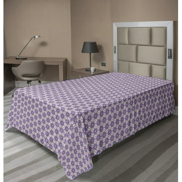 Abstract Flat Sheet, Blossoming Spring Flowers Pattern with Pastel Tones Oriental Cultures Inspirations, Soft Comfortable Top Sheet Decorative Bedding 1 Piece, 6 Sizes, Multicolor, by Ambesonne