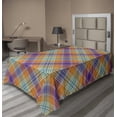 thumbnail image 1 of Ambesonne Abstract Flat Sheet, Classic Scottish Tartan, Twin Size, Purple Dark Orange Teal, 1 of 1