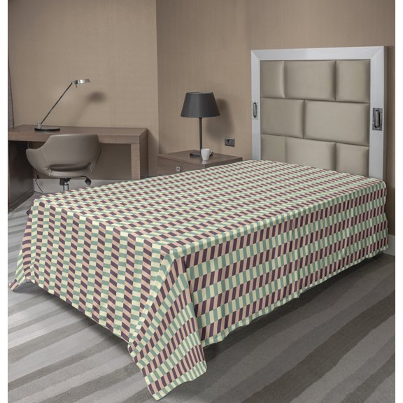 Ambesonne Abstract Flat Sheet, Colorful Zigzag Pattern, TwinXL Size, Multicolor