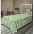 thumbnail image 1 of Ambesonne Abstract Flat Sheet, Butterfly Motif Damask, Twin Size, Seafoam Yellow Green, 1 of 1