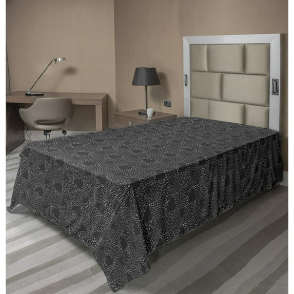 Abstract Flat Sheet, Inked Hand Drawn Inspired Modernistic Art Pattern Grungy Style Illustration, Soft Comfortable Top Sheet Decorative Bedding 1 Piece, 6 Sizes, Dark Grey White, by Ambesonne