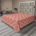 thumbnail image 1 of Abstract Flat Sheet, Repeating Continued Four Leaf Elements on a Summer Tone Background, Soft Comfortable Top Sheet Decorative Bedding 1 Piece, 6 Sizes, Coral Dark Blue, by Ambesonne, 1 of 1