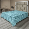 thumbnail image 1 of Ambesonne Abstract Flat Sheet, Round Square Bicolor, Full Size, Deep Sky Blue Teal, 1 of 1