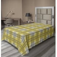 thumbnail image 1 of Abstract Flat Sheet, Stripped Pattern Crossed Horizontal and Vertical Lines Art Graphic Print, Soft Comfortable Top Sheet Decorative Bedding 1 Piece, 6 Sizes, Mustard Purpleblue, by Ambesonne, 1 of 1