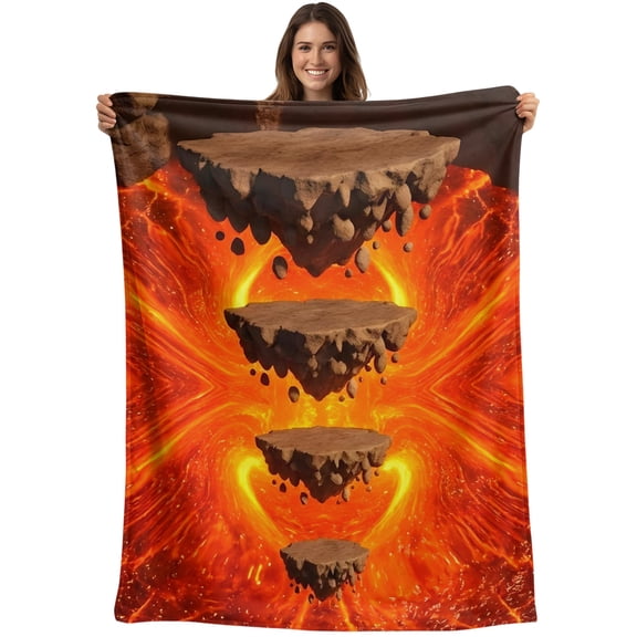 Abstract Floating Rocks Blanket Soft Cozy Warm Throw Blanket for Couch, Plush Fuzzy Flannel Blankets for Sofa, Red Lava Modern Minimalist Artistic Bed Blankets Lightweight Gifts for Women, 40"x50"