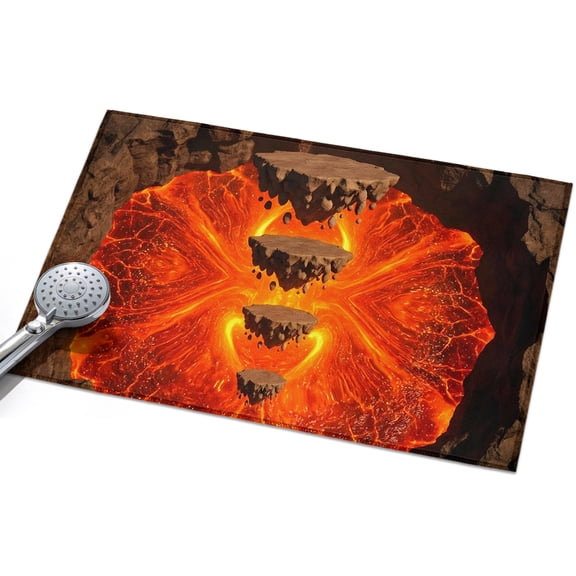 Abstract Floating Rocks Entryway Rug 2x3ft Washable Non Slip Bathroom Rug Indoor Floor Front Door Mat Red Lava Modern Minimalist Artistic Rectangle Area Rugs Carpet for Kitchen Office Dining Room