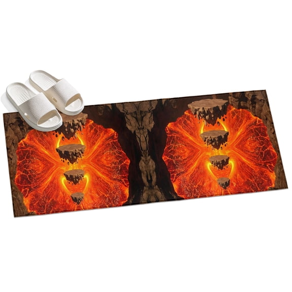Abstract Floating Rocks Hallway Runner Rug 2x6 Washable Non Slip Kitchen Runner Rug for Bedside Bathroom Red Lava Modern Minimalist Artistic Indoor Floor Carpet Area Rugs for Living Room Bedroom