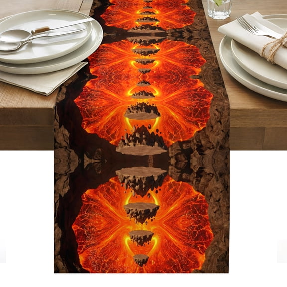 Abstract Floating Rocks Table Runner Red Lava Modern Minimalist Artistic Tablerunners 13 x 36 Inch, Table Decorations Tabletop Scarf for Summer Gathering Holiday Farmhouse Kitchen Dining Decor